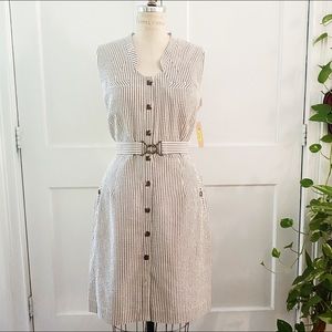 Cremieux Grey and White Seersucker Dress